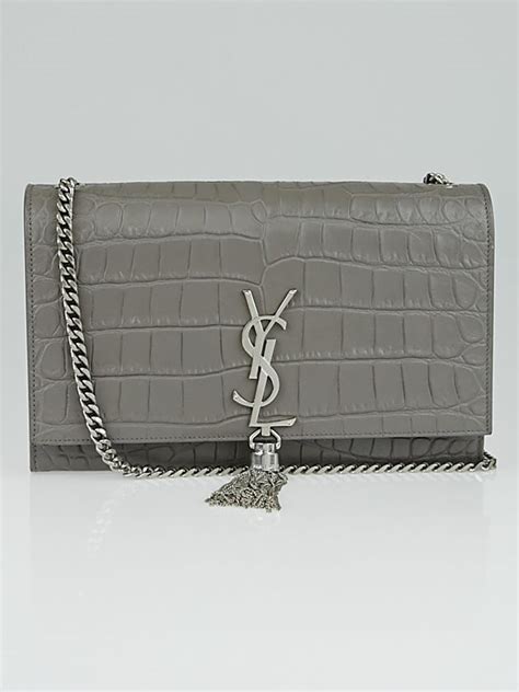 ysl kate fog crocodile embossed leather